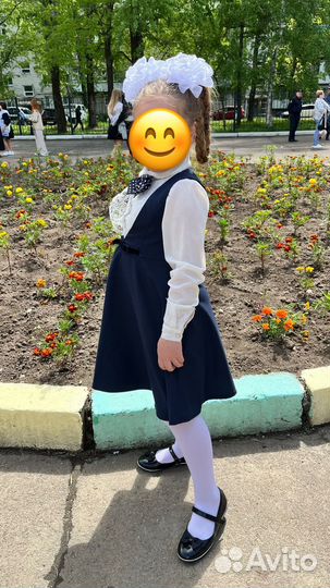 Школьный сарафан 134 синий