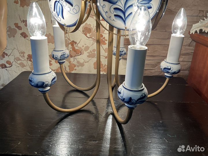Люстра гжель,латунь СССР