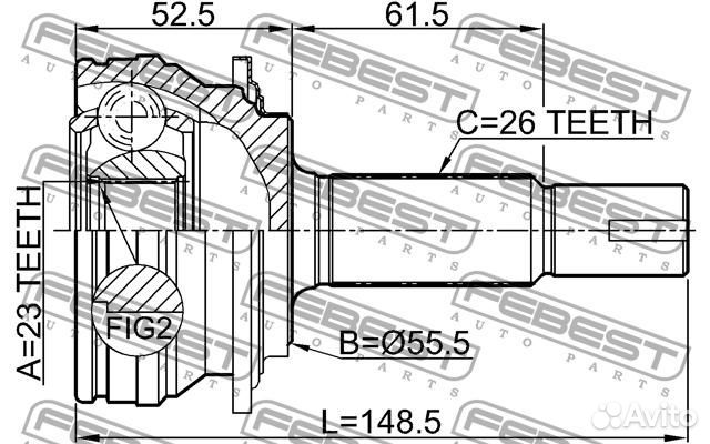 Шрус наружный 23x55x26 toyota yaris ksp90/nlp90/ns