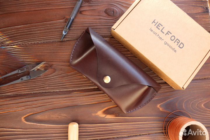 Футляр для очков из кожи коричневый (мягкий)