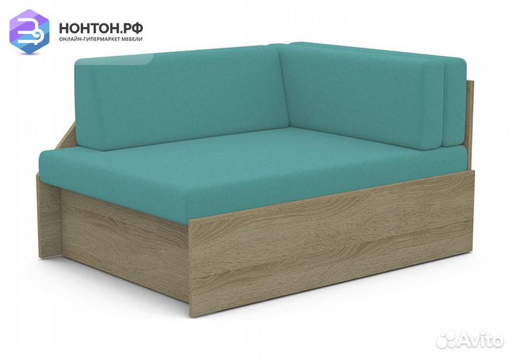 Диван выкатной №1 дуб сонома / аквамарин