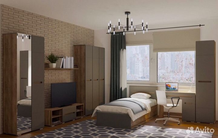 Шкаф 80см с зеркалом Наоми шк-22 графит