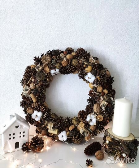Новогодний венок, подсвечник новый год декор