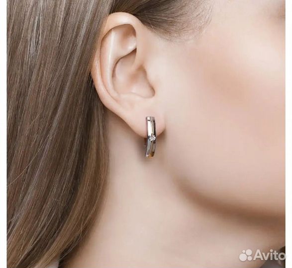 Серьги из серебра с бриллиантами Соколов. Новые