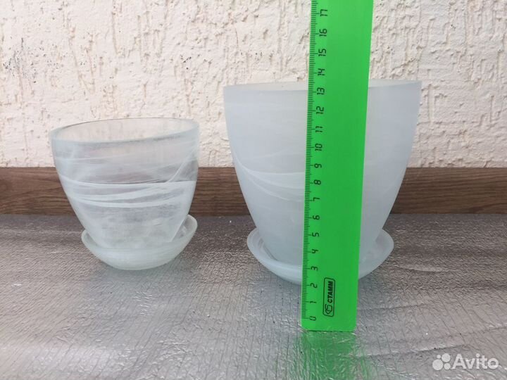 Горшок стеклянный с поддоном