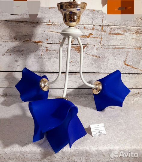 Винтаж/Светильник подвесной/ цветное стекло