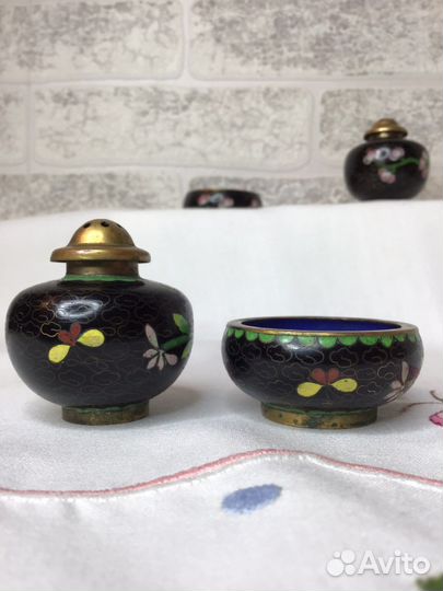 Клуазоне антиквариат 1930-1950 г 1 наб. соль перец