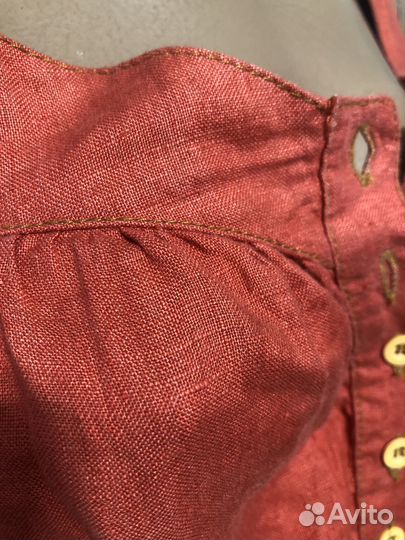 Сарафан льняной красно-оранжевый