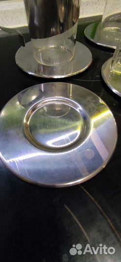Стаканы в подстаканниках с блюдцами 6 персон