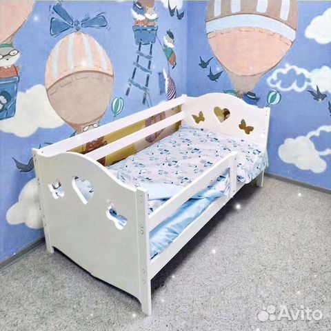 Кроватка сингл из массива с бортиком от 2х лет