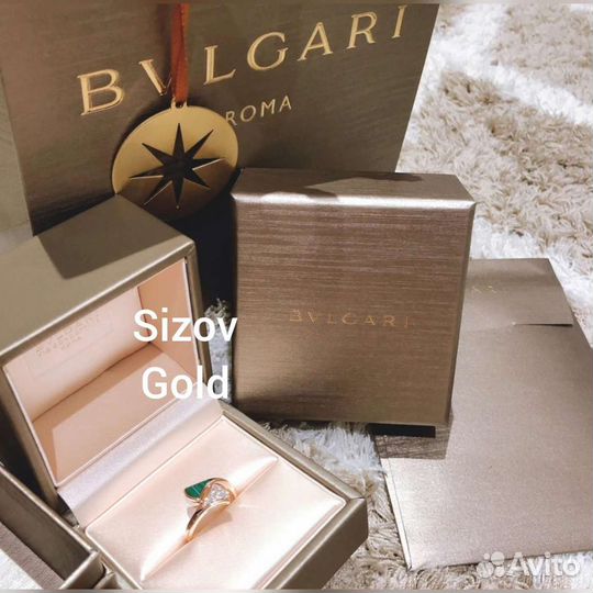 Золотое кольцо Bulgari 5.9 гр 0.2 ct