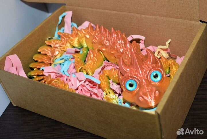 Дракоша Радужный, подвижный, Антистресс игрушка