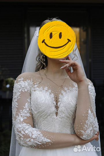 Свадебное платье 44 46 с рукавами