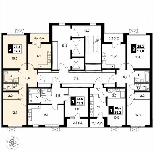 2-к. квартира, 59,2 м², 22/22 эт.