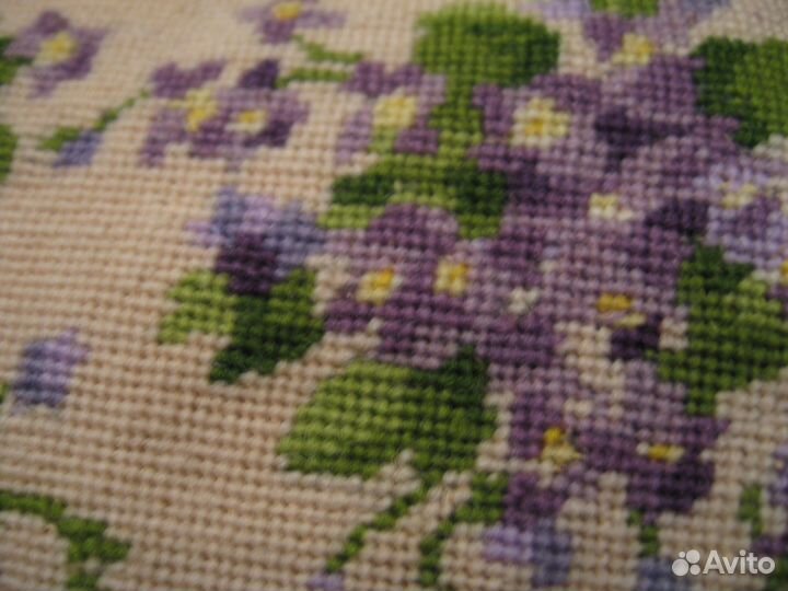 Винтажная вышитая сумка фиалки