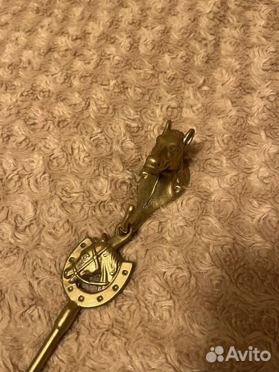 Ложка для обуви+ держатель крючок конь. Латунь