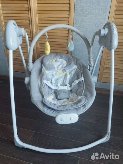 Детские электронные качели шезлонг 2в1