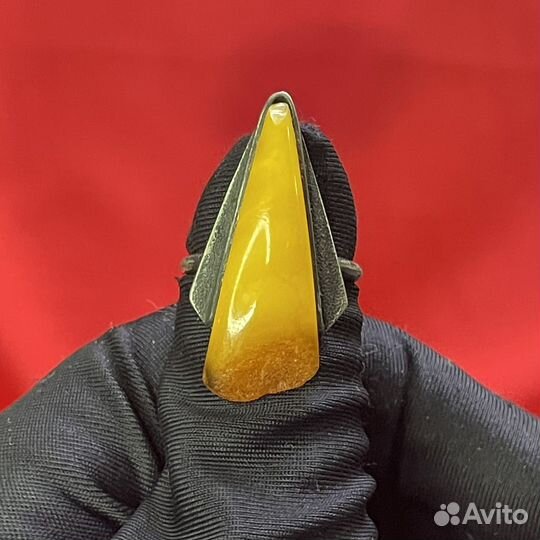 Кольцо Серебро 875 пробы Янтарь Винтаж СССР