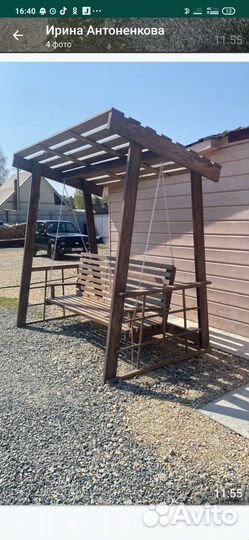 Садовые качели из дерева