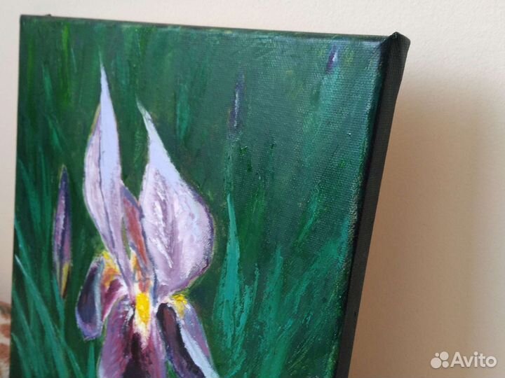 Картина маслом,холст,Ирис