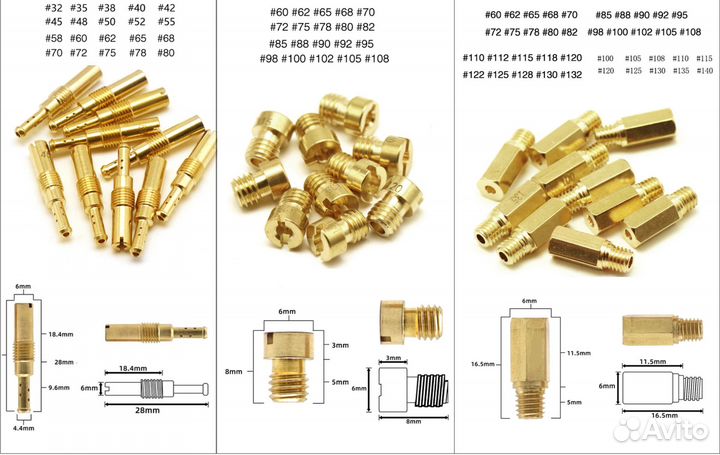 Жиклеры карбюратора на питбайки, мотоциклы, мопеды