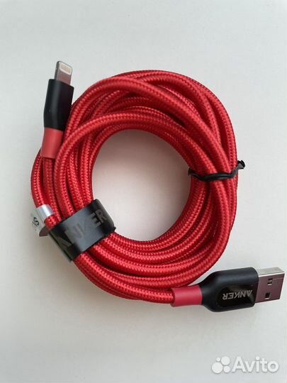 Anker кабель провод USB - Lightning 3 м, красный