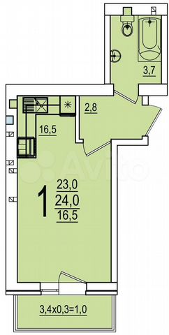 Квартира-студия, 24 м², 1/5 эт.