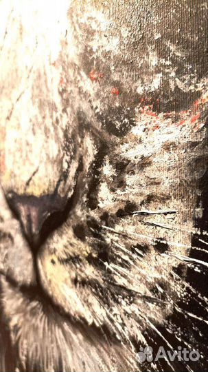 Лев с короной. Картина маслом