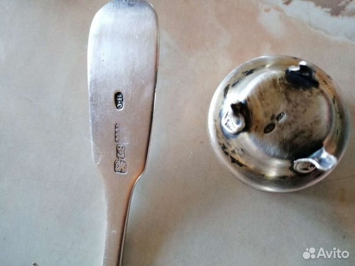 Солонка, ложка столовая 84 пр. 60 гр. Серебро