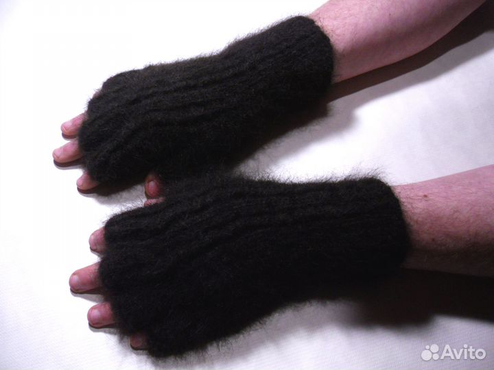 Митенки мужские из собачьей шерсти Магия чёрного