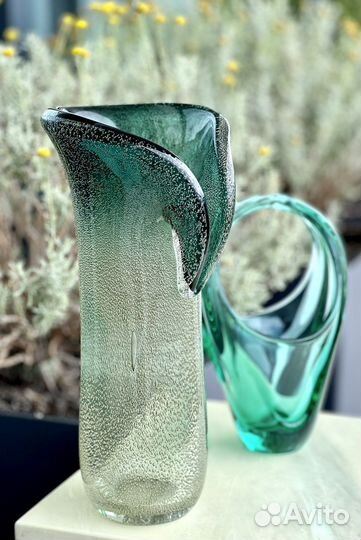 Чешское цветное стекло Ваза Бульгазе