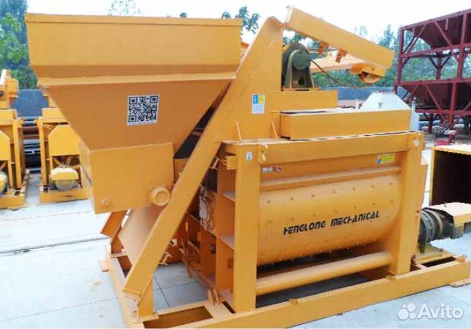 Двухвальный бетоносмеситель без скипа JS-1000