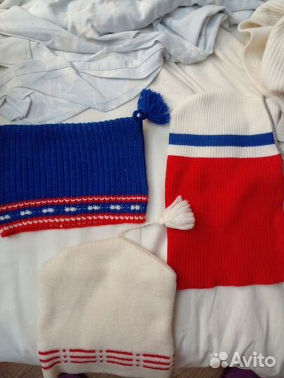 Шапки петушок и шарфы винтаж.комплект