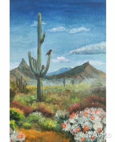 Картина маслом Весна в пустыне