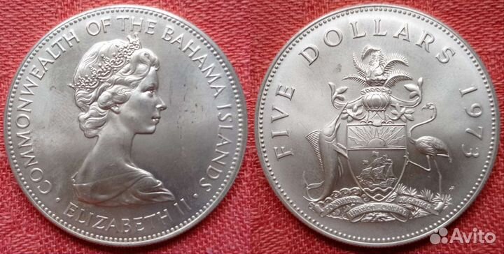 5 долларов Багамские острова 1973 год (серебро)