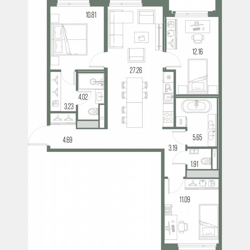 3-к. квартира, 84 м², 7/10 эт.
