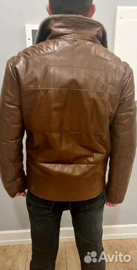 Мужская зимняя кожаная куртка 48-50