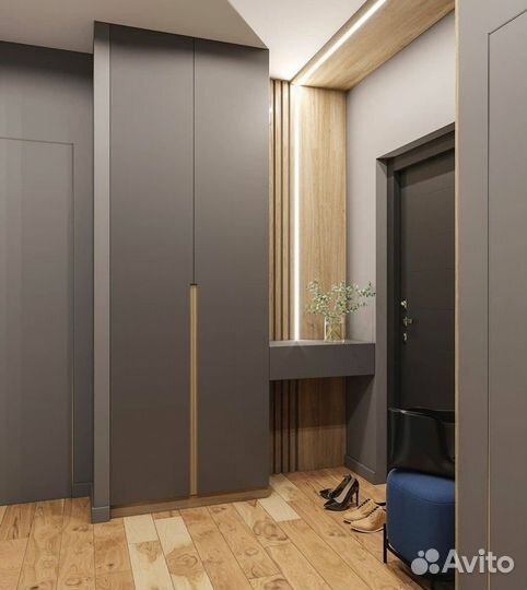 Прихожая серая по индивидуальным размерам