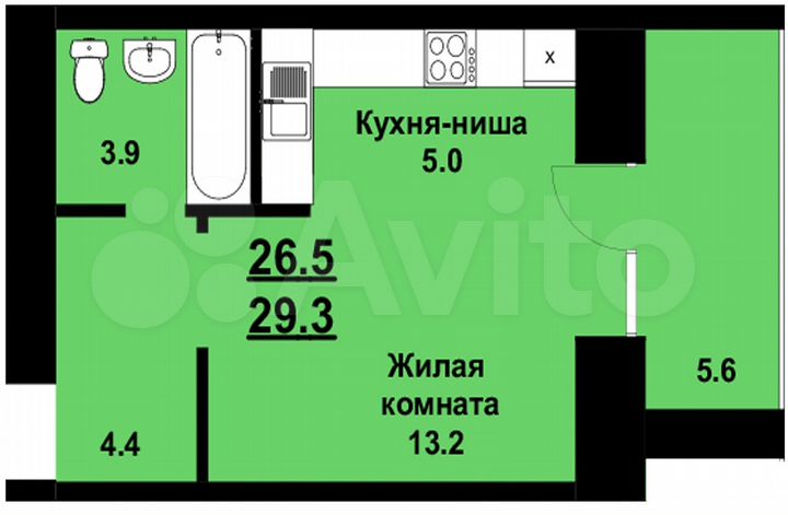 Квартира-студия, 27,4 м², 8/10 эт.