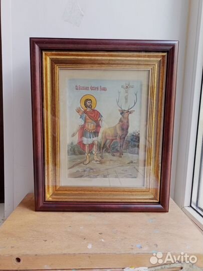 Икона св.Евстафия Плакиды. Рукописная