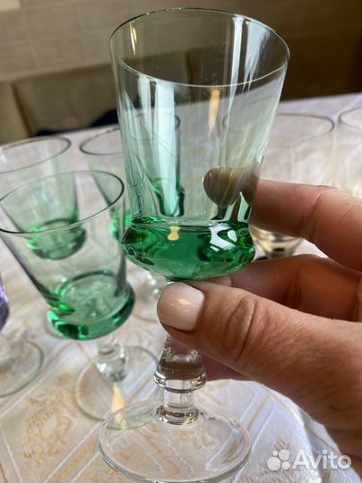 Фужеры рюмки бокалы СССР цветное стекло