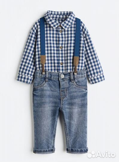 Костюм джинсы и рубашка на мальчика HM 80 новый