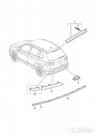 Катафот бампера Volkswagen Tiguan 2 2 1.4 czda