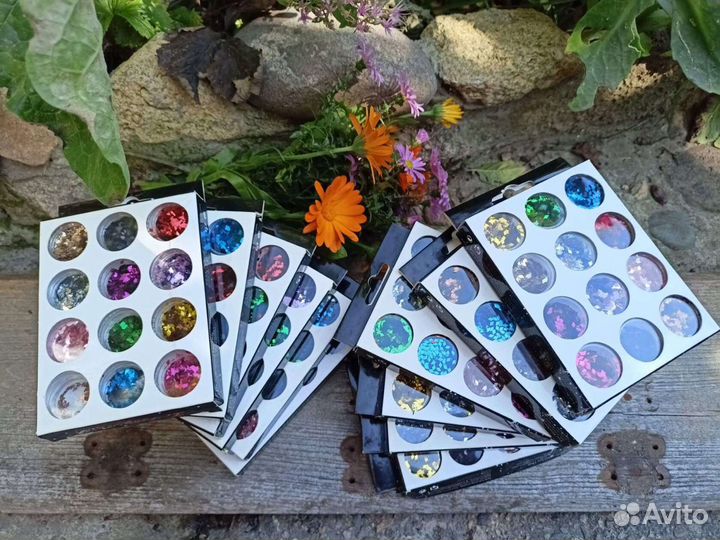 Палетка с блёстками для декора ногтей