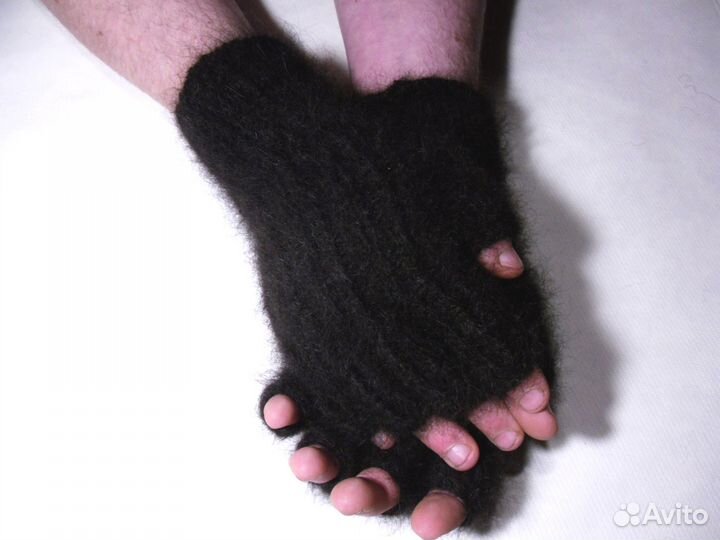 Митенки мужские из собачьей шерсти Магия чёрного