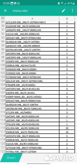Материнские платы для ноутбуков Asus