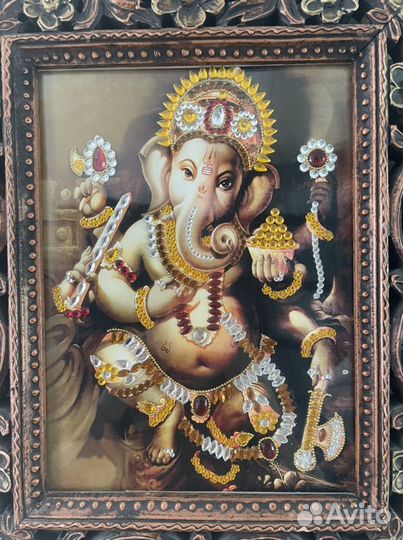 Картина Ганеш, Индия, ручная работа, стразы