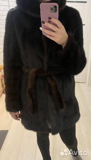 Шуба норковая с капюшоном
