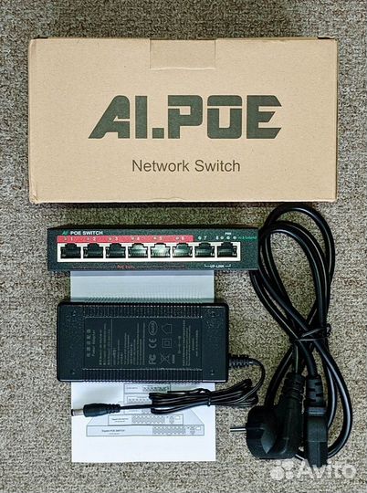 POE коммутатор - 6 POE, 2 Uplink, 90W. Новый