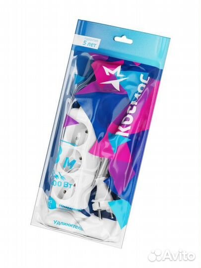 Удлинитель 3х3м без заземл. 16А IP20 пвс 2х1 космос YKsm3m-3g(K)